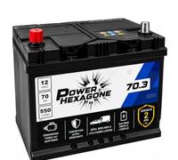 Batterie 12V 70Ah D26R - Démarrage 550A - Batterie Auto Sans Entretien - Format D26R avec polarité gauche - Compatible Voiture, Tracteur, Chantier - Power Hexagone