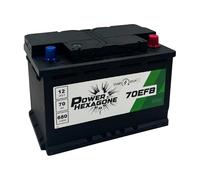 Batterie 12V 70Ah EFB Start & Stop - 680A de Démarrage - Auto Sans Entretien - Format standard pour berline et citadine - Remplacement Batterie Origine - Power Hexagone