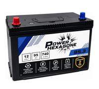 Batterie 12V 95Ah D31R - Démarrage 740A - Batterie Auto Sans Entretien - Format D31R Compatible Voiture, Utilitaire, Tracteur, Chantier - Remplacement Origine - Power Hexagone