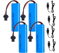Batterie 14500 3.7v 800mah, 4 pièces Pile 3.7v Rechargeable avec 4 USB Chargers SM-2P Plug, Batterie 3,7v 800mah, 3.7V 800mah Rechargeable pour Voitures RC,Buggys, Bateaux, Chars, Robots