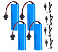 Batterie 14500 3.7v 800mah, Afenau 4 pièces Pile 3.7v Rechargeable avec 4 USB Chargers SM-2P Plug, Batterie 3,7v 800mah, 3.7V 800mah Rechargeable pour Voitures RC,Buggys, Bateaux, Chars, Robots