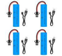 Batterie 14500 Rechargeables, TGKYK 4 pièces 3.7V 800mah Rechargeable avec 4 Chargeurs USB SM-2P Plug, Pile 3.7v Rechargeable für RC Fahrzeuge, Boote, Panzer, Autos, Schiffe,Roboter