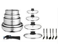 ARTHUR MARTIN Batterie de cuisine 15 pièces gris