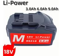 Batterie 18V 3,0Ah 6,0Ah 9,0Ah pour outil électrique sans fil Metabo, remplacement pour Metabo 18V 625592000 625591000 Batteries de secours 3.0Ah battery-2