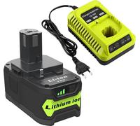 batterie 18V 6,0Ah Li-Ion avec chargeur RYO-P117 pour Ryobi One+ Plus RB18L50 P108 P102 P103 P104 P105 P106 P107 P109 BPL-1815 BPL-1820G BPL-18151