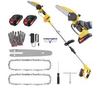 Batterie 2 en 1 pour élagueuse et mini tronçonneuse électrique de 15,2 cm - Avec 2 batteries de 2,0 Ah - Angle à 180° - Sécateur de 25 mm - Pour couper et tailler les branches