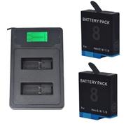 Batterie 2150 mAh Compatible avec GoPro Hero 5, 6, 7 et 8, avec kit de Chargeur(Red)