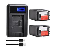 Batterie 2800mAh BP-828 BP828 + Chargeur USB LCD, Compatible for Canon VIXIA HF G50 HF G60 XA40 XA45 GX10 HF G20 HF G21 HFG40 XA10 XA11(2 Battery Set)