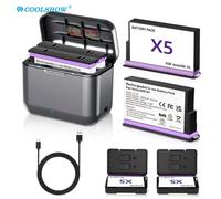 Batterie 2800mAh pour Insta360 X5, boîtier de chargeur de batterie, caméra 360, accessoires d'action panoramique, chargeur de Batteries pour Insta 360 X5 1 Charger 2 Battery