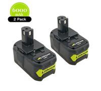 Batterie 2X P108 18V 6.0Ah packs de Batteries de Remplacement Lithium-ion pour Ryobi One+ P108 RB18L25 RB18L13/50/40 P102 P103