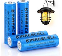 Batterie 3.2V AA 600 mAh, Batterie LiFePo4 Double A à Faible autodécharge, Batteries 3,2V pour Lampes solaires, lanternes murales, lampadaires solaires (AA-3,2V-600 mAh)