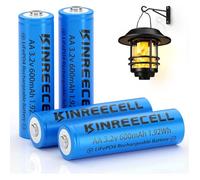 Batterie 3.2V AA 600mAh,Batterie LiFePo4 Double A à Faible autodécharge,Batteries 3,2V pour Lampes solaires,lanternes murales