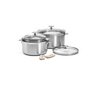 De Buyer Batterie 3 casseroles 3661.03 – 16/20/24 cm – anses et couvercle