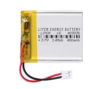 Batterie 403035 LiPo 3.7V 400mAh 1.48Wh Rechargeable avec Connecteur PH2.0 (JST-PHR-02) Type B Lithium: Assurez-Vous Que la polarité de l'appareil Correspond 37x30x4mm (PH2|400mAh|403035)