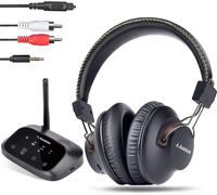 Batterie 40H Casque TV sans Fil Longue Portée avec Transmetteur Bluetooth (Optique RCA AUX), Sorsimultanée sur Casque et Enceintes filaires, Plug & Play, Faible Latence