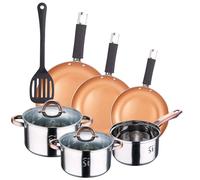 Batterie 5 pièces acier inoxydable Ø16Ø18Ø20 + Jeu de poêles Ø18Ø22Ø26 + Spatule rainurée San Ignacio