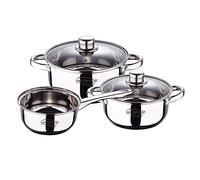 Batterie 5 pièces en acier inoxydable : casserole Ø16 x 7,5 cm, casseroles de Ø18 x 8,5 et Ø20 x 9,5 cm, induction, collection Cassel, 5 pièces