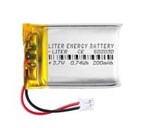 Batterie 502030 LiPo 3,7 V 200 mAh 0,74 Wh Rechargeable Connecteur PH2.0 (JST-PHR-02) Type B Lithium : Assurez-vous que la polarité de l'appareil correspond à la batterie 32 x 20 x 5 mm (PH2|200mAh|