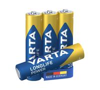 Batterie Alcaline Varta AAA 1.5V - Pack de 4 - Type 4903/4B - Dimensions 44.5x10.5mm - Poids 11.4g - Facteur de Forme Cylindrique - Made in Germany