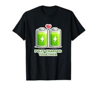 Batterie Amusante entièrement chargée Ensemble Saint-Valentin Couple T-Shirt