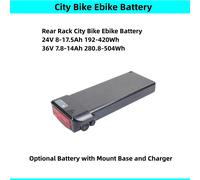 Batterie arrière T1 Electrolux pour vélo de ville, 24V, 10Ah, 10,4 Ah, 36V, 7,8 Ah, 10Ah, 14Ah 24V 8.8Ah Li-ion