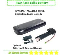 Batterie arrière T1 Electrolux pour vélo électrique de ville, 36V, 7,8 Ah, 8,8 Ah, 10,4 Ah, 13Ah, 17,5 Ah, pour Wayscral Everyway E300 36v 10.4ah Li-ion