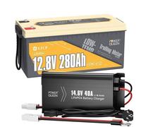 Batterie au Lithium 12V280Ah LiFePO4 pour les caravane camping-cars + 12V40AChargeur pour le système solaire Power Queen