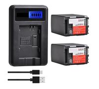 Batterie Au Lithium 2800 MAh BP-828, Chargeur USB LCD, Compatible avec Canon, Notamment for HF G50, G60, XA40, XA45, GX10, HF-G20, G21, G40 Et XA10.(2 Battery Set)