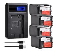 Batterie Au Lithium 2800 MAh BP-828, Chargeur USB LCD, Compatible avec Canon, Notamment for HF G50, G60, XA40, XA45, GX10, HF-G20, G21, G40 Et XA10.(4 Battery Set)