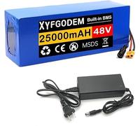 Batterie au lithium 48 V 25 Ah étanche rechargeable avec chargeur 3 A, BMS 40 A pour kit moteur DIY/Golf Cart/Trike/Moto 0-2000 W