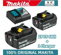 Batterie au lithium de remplacement 100% authentique Makita 18V 6Ah pour batterie Makita 18V BL1860B BL1840 BL1850B BL1850 BL1860 DDF487 2PCS 5Ah-Charger- EU
