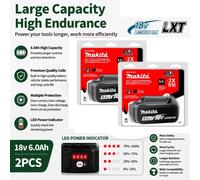 Batterie au lithium de remplacement 100% authentique Makita 6Ah pour batterie Makita 18V BL1860B BL1840 BL1830B BL1850B BL1850 BL1860 BL1815 4PCS 6.0Ah