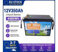 Batterie au lithium Lifepo4 12V 350Ah 200Ah avec BMS 100A, plus de 10 000 cycles pour camping-cars, véhicules tout-terrain, bateaux de pêche hors réseau Chargeur 12V-200Ah-10A