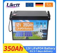 Batterie au lithium LiFePO4 12V 350Ah avec BMS 100A, plus de 9000 cycles, pour camping-cars, véhicules tout-terrain, bateaux de pêche hors réseau, système solaire. 12.8V350AH SANS Chargeur