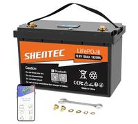 Batterie au lithium LiFePO4 150Ah 12V intégrée 150A,fonction BMS Bluetooth,Max.15000 cycles profonds et 1920W de puissance de sortie,durée de vie de 10 ans,parfait pour camping-car