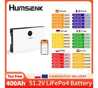 Batterie au lithium LiFePO4 Humsienk 48V 400Ah 20kWh avec Bluetooth et équilibrage actif, murale pour la maison et les systèmes solaires