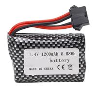 Batterie au Lithium RC Batterie de Télécommande 7.4V 1200mAh 8.88Wh avec la Longue Durée de Vie de Prise du SM 5P, Haute Performance pour Les Voitures RC, Crawler et Navire de