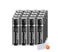 batterie au lithium rechargeable 1,5V AA, capacité de 3400mWh, 1800 cycles de charge, 16 batteries