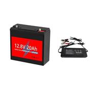Batterie Au Lithium Rechargeable LiFePO4 12V, 20ah, Plus De 6000 Cycles, For Éclairage Solaire, Roues Électriques De Camping, Recherche De Poisson(1 charger 1 Battery)