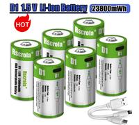 Batterie au Lithium Rechargeable USB, 1.5V, 23800mWh, taille D, cellule LR20 D, pour cuisinière à gaz, chauffe-eau, lampe de poche, Radios 6pcs batteries 4CX1