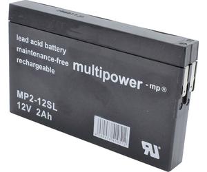Batterie au plomb 12 V 2 Ah multipower MP2-12SL plomb (AGM) (l x H x P) 148 x 90 x 20 mm cosses plates 4,8 mm sans entretien