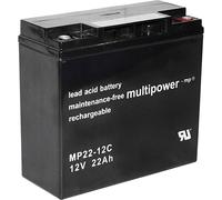 Batterie au plomb 12 V 22 Ah multipower PB-12-22-M5 plomb (AGM) (l x H x P) 181 x 167 x 76 mm raccord à vis M6 résistant aux cycles de charge, sans entretien,