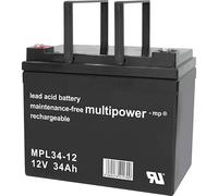 Batterie au plomb 12 V 34 Ah multipower MPL34-12 plomb (AGM) (l x H x P) 197 x 170 x 131 mm raccord à vis M5 sans entretien, auto-décharge réduite