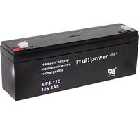 Batterie au plomb 12 V 4 Ah multipower MP4-12D plomb (AGM) (l x H x P) 195 x 76 x 47 mm cosses plates 4,8 mm sans entretien, auto-décharge réduite