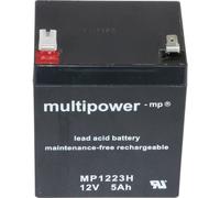 Batterie au plomb 12 V 5 Ah multipower MP1223H plomb (AGM) (l x H x P) 90 x 108 x 70 mm cosses plates 6,35 mm sans entretien, auto-décharge réduite