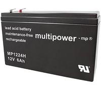 Batterie au plomb 12 V 6 Ah multipower MP1224H plomb (AGM) (l x H x P) 51 x 102 x 151 mm cosses plates 6,35 mm sans entretien, auto-décharge réduite