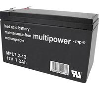 Batterie au plomb 12 V 7.2 Ah multipower MPL7,2-12 plomb (AGM) (l x H x P) 65 x 102 x 151 mm cosses plates 6,35 mm sans entretien, auto-décharge réduite