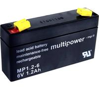 Batterie au plomb 6 V 1.2 Ah multipower PB-6-1,2-4,8 plomb (AGM) (l x H x P) 97 x 57 x 25 mm cosses plates 4,8 mm sans entretien, auto-décharge réduite