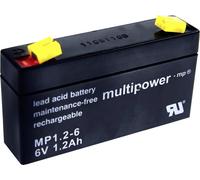 Batterie au plomb 6 V 1.2 Ah multipower PB-6-1,2-4,8 plomb (AGM) (l x H x P) 97 x 57 x 25 mm cosses plates 4,8 mm sans entretien