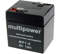 Batterie au plomb 6 V 1 Ah multipower MP1-6 plomb (AGM) (l x H x P) 51 x 55 x 42 mm cosses plates 4,8 mm sans entretien